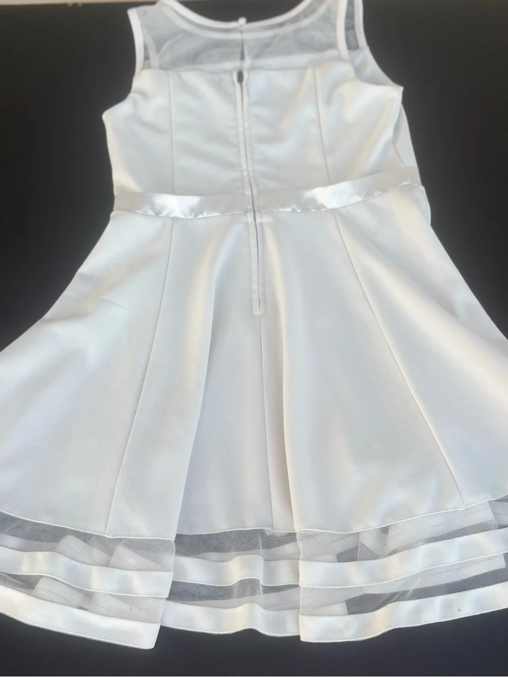 Calvin Klein White Satin Girls Party Dress with Bow Waist